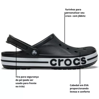 Sandália Crocs Unissex Bayaband Clog Preto Branco
