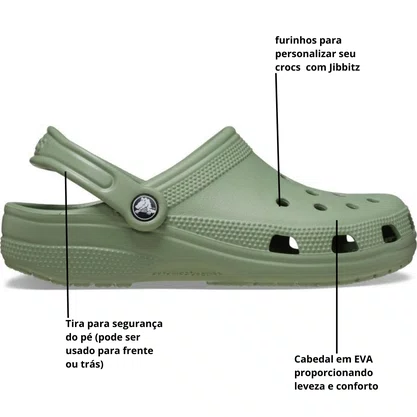 Sandália Crocs Unissex Classic Clog Moss