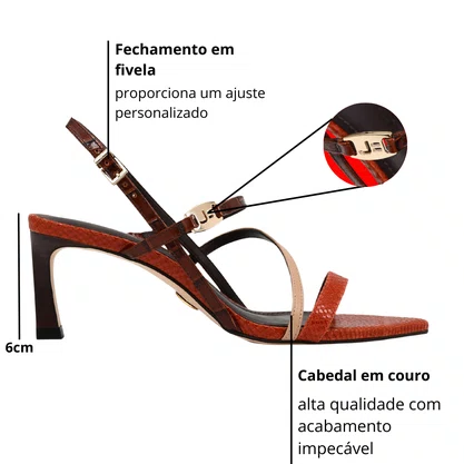 Sandália Jorge Bischoff Feminina Andina Snake Caramelo Couro