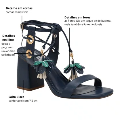 Sandália Jorge Bischoff Feminina Azul Marinho Cordas Couro