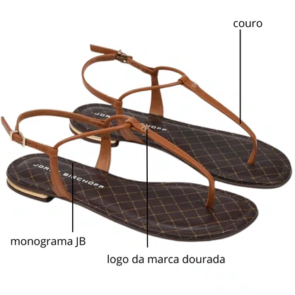 Sandália Jorge Bischoff Feminina Marrom Monograma Jb Couro