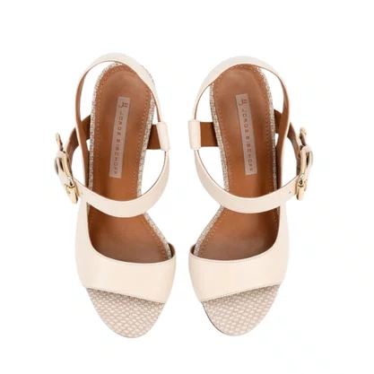 Sandália Jorge Bischoff  Feminina  Off White Couro Salto Bloco