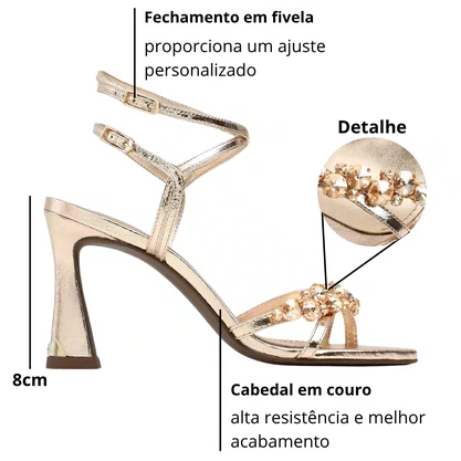 Sandália Jorge Bischoff Feminina Ouro Couro