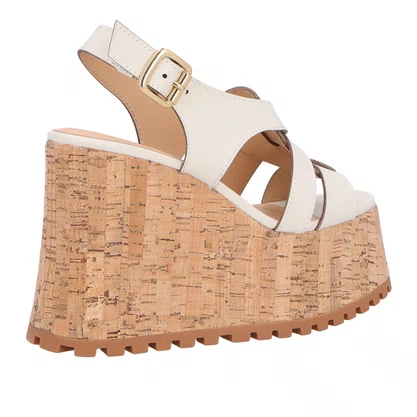 Sandália Luiza Barcelos Feminina Off White Plataforma Couro 
