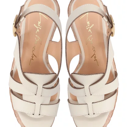 Sandália Luiza Barcelos Feminina Off White Plataforma Couro 