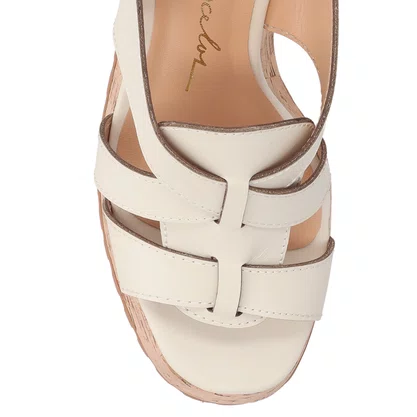 Sandália Luiza Barcelos Feminina Off White Plataforma Couro 
