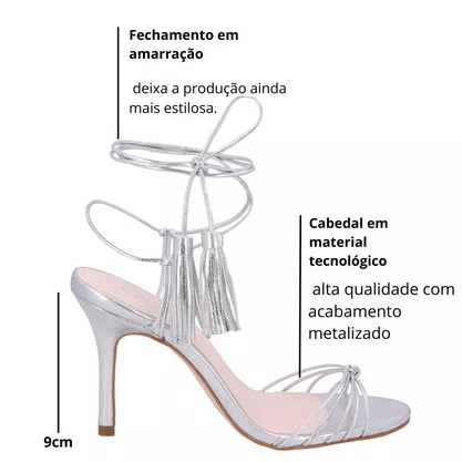 Sandália Luiza Barcelos Feminina Salto Alto Amarração