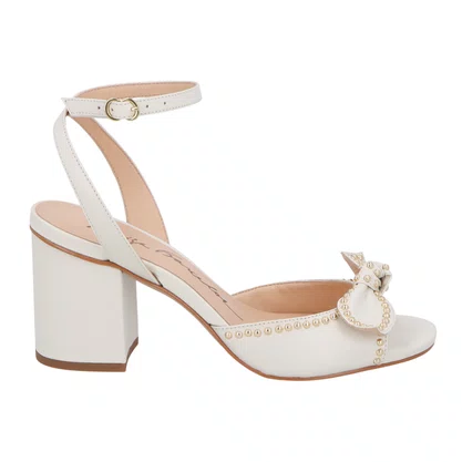 Sandália Luiza Barcelos Feminina Salto Bloco Off White Couro