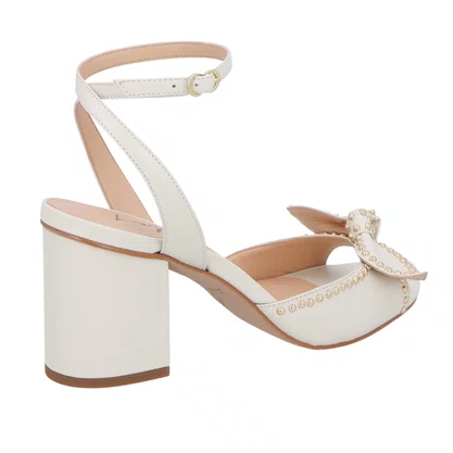 Sandália Luiza Barcelos Feminina Salto Bloco Off White Couro