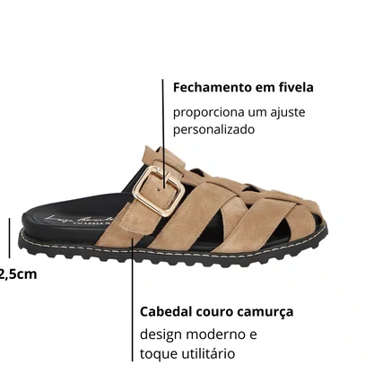 Sandalia Luiza Barcelos Femininna Birken Couro Camurça
