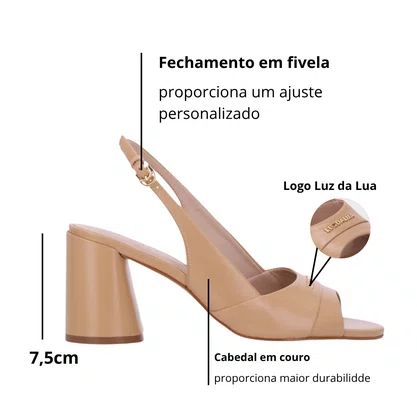 Sandália Luz da Lua Feminina Butter Salto Bloco Couro 