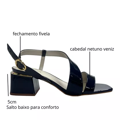 Sandália Luz da Lua Feminina Netuno Verniz 