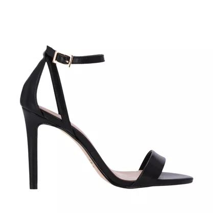 Sándalia Luz da Lua Feminina Salto fino Preta Couro