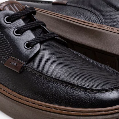 Sapatênis Democrata Denim Clash Preto Couro 