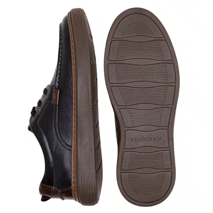 Sapatênis Democrata Denim Clash Preto Couro 