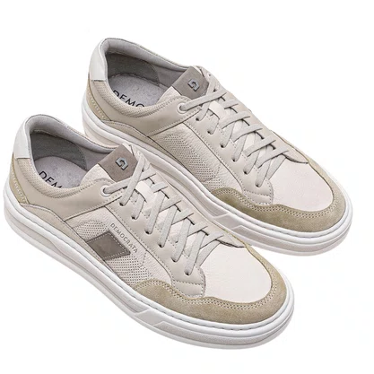 Sapatênis Democrata Masculino Denim Wide Camel Neve Couro