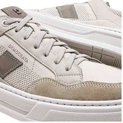 Sapatênis Democrata Masculino Denim Wide Camel Neve Couro
