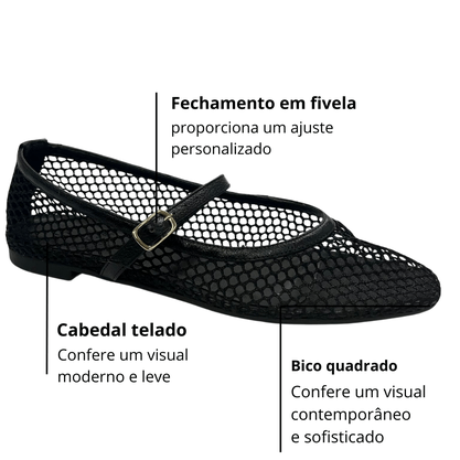 Sapatilha Berti Maria Feminina Telada Preta