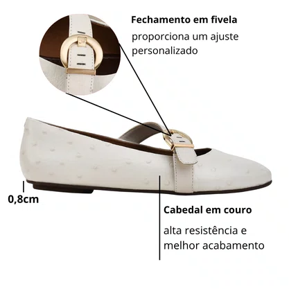 Sapatilha Jorge Bischoff Feminina Off White Couro 