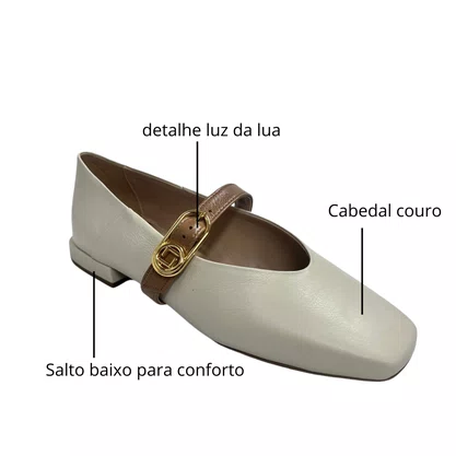 Sapatilha Luz da Lua Feminina Panna Mousse Couro 