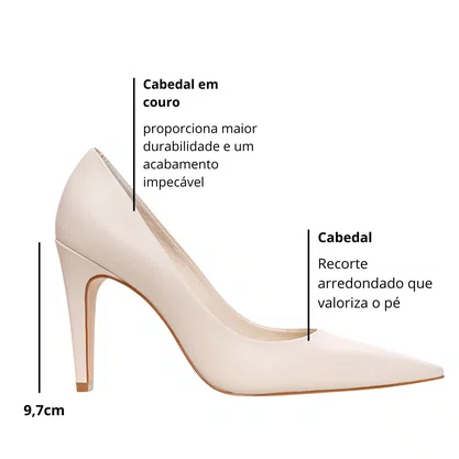 Scarpin Carrano Feminino Gio Salto Fino Lait Couro