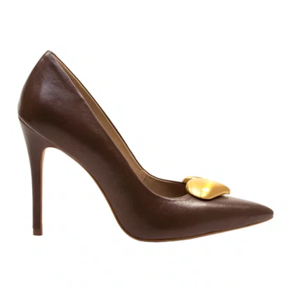 Scarpin Cecconello Feminino Salto Alto Brown Couro