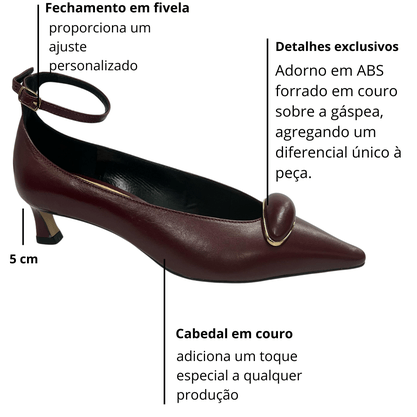 Slingback Cecconello Feminino Salto Baixo Malbec Couro