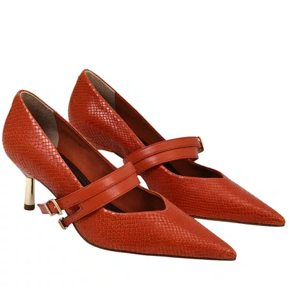 Scarpin Jorge Bischoff Feminino Caramelo Andina Snake Caramelo Couro
