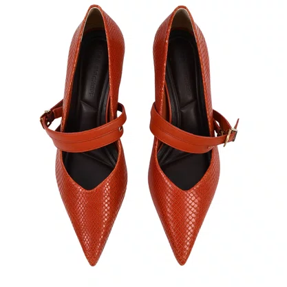 Scarpin Jorge Bischoff Feminino Caramelo Andina Snake Caramelo Couro