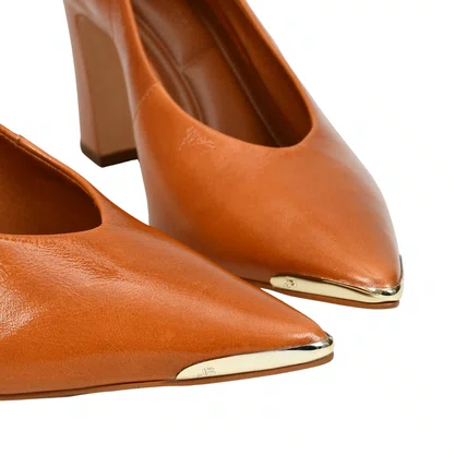 Scarpin Jorge Bischoff Feminino Caramelo Couro Caseinado
