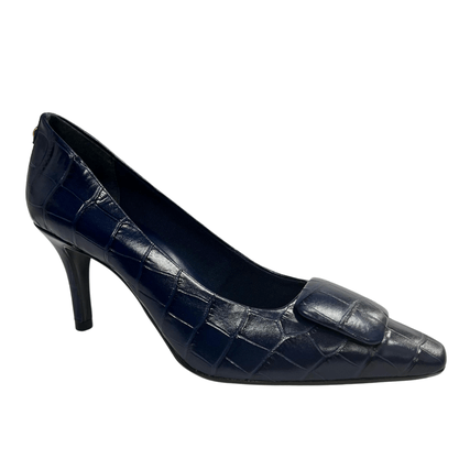 Scarpin Jorge Bischoff Feminino Marinho Couro Croco