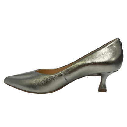 Scarpin Jorge Bischoff Feminino Prata Salto Baixo Couro