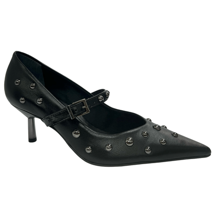 Scarpin Jorge Bischoff Feminino Preto Tachas Couro