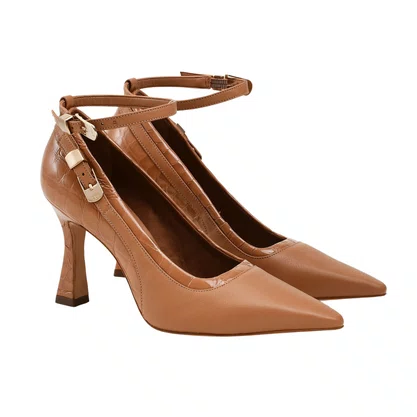 Scarpin Jorge Bischoff Feminino Salto Alto Caramelo Couro