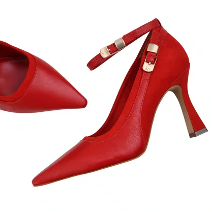 Scarpin Jorge Bischoff Feminino Salto Alto Vermelho Couro