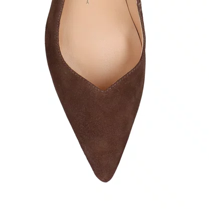 Scarpin Luiza Barcelos Feminino Salto Anabela Coffee Couro Camurça