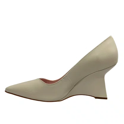 Scarpin Luiza Barcelos Feminino Salto Anabela Off Whuite Couro