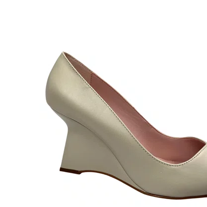 Scarpin Luiza Barcelos Feminino Salto Anabela Off Whuite Couro
