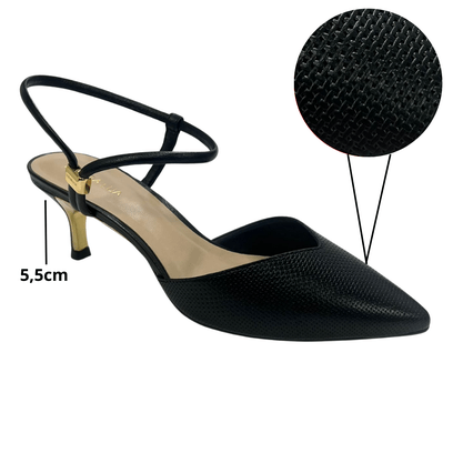 Scarpin Luz da Lua Slingback Feminino Panna Couro Tramado