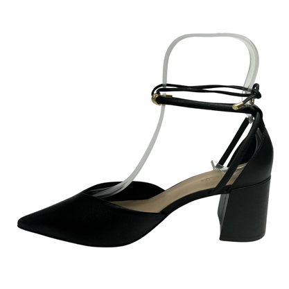 Scarpin Luz da Lua Feminino Tramado Preto Couro