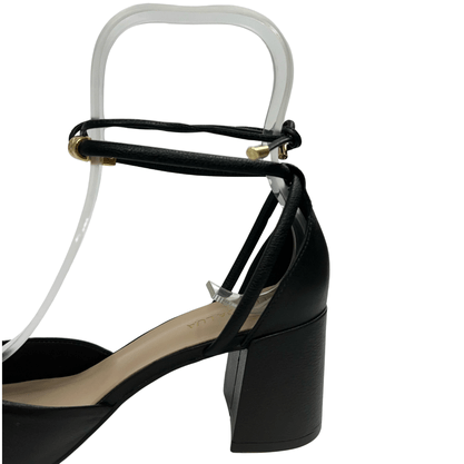 Scarpin Luz da Lua Feminino Tramado Preto Couro