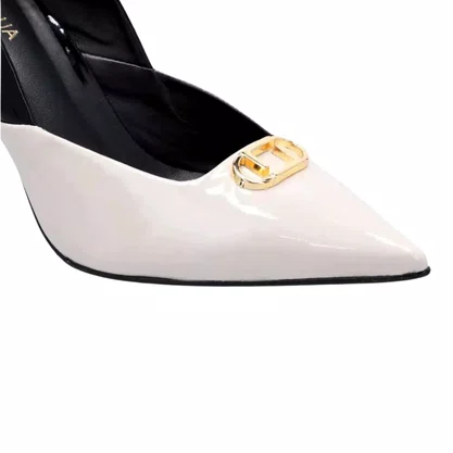 Scarpin Luz da Luz Feminino Panna Netuno Couro Verniz