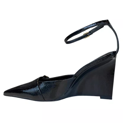 Slingbach Carrano Feminino Salto Anabeela Black Couro Verniz