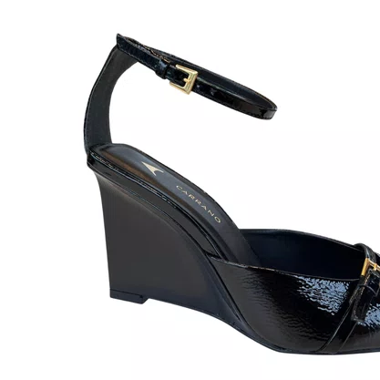 Slingbach Carrano Feminino Salto Anabeela Black Couro Verniz