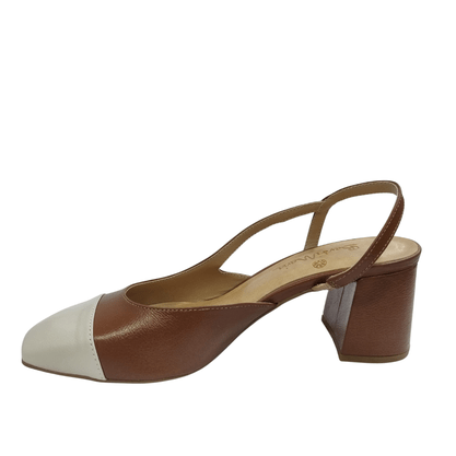 Slingback Berti Maria Feminino Gelo Chocolate Couro
