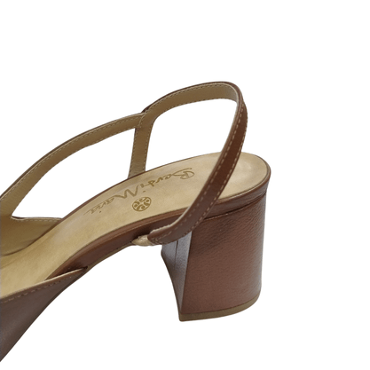 Slingback Berti Maria Feminino Gelo Chocolate Couro