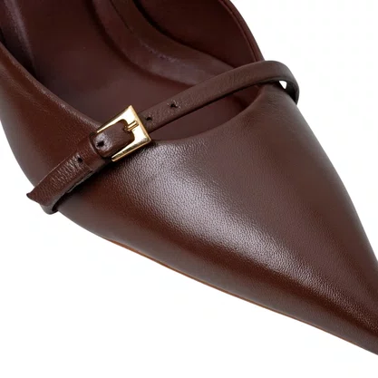 Slingback Carrano Feminino Marrom Brunette Couro 