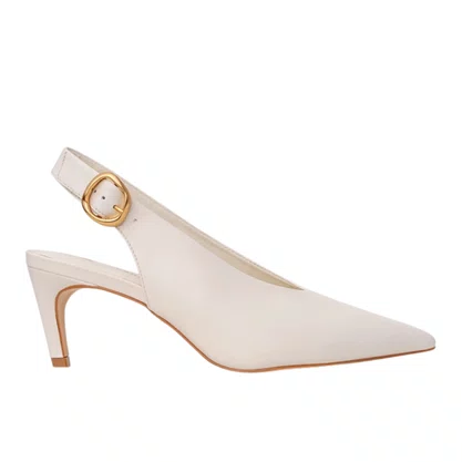 Slingback Carrano Feminino Salto Fino Branco Couro