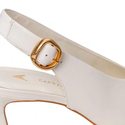 Slingback Carrano Feminino Salto Fino Branco Couro