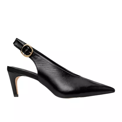 Slingback Carrano Feminino Salto Fino Preto Couro